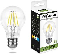 Лампа светодиодная филамент Feron LB-509 G45 Шар E27 220В 9Вт 2700К 45х75мм